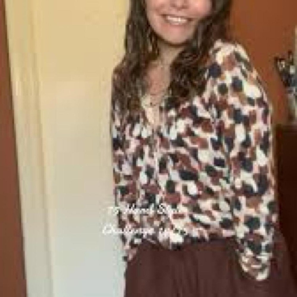 Art to wear J.Crew brown, navy, beige abstract pattern merino wool cardigan S